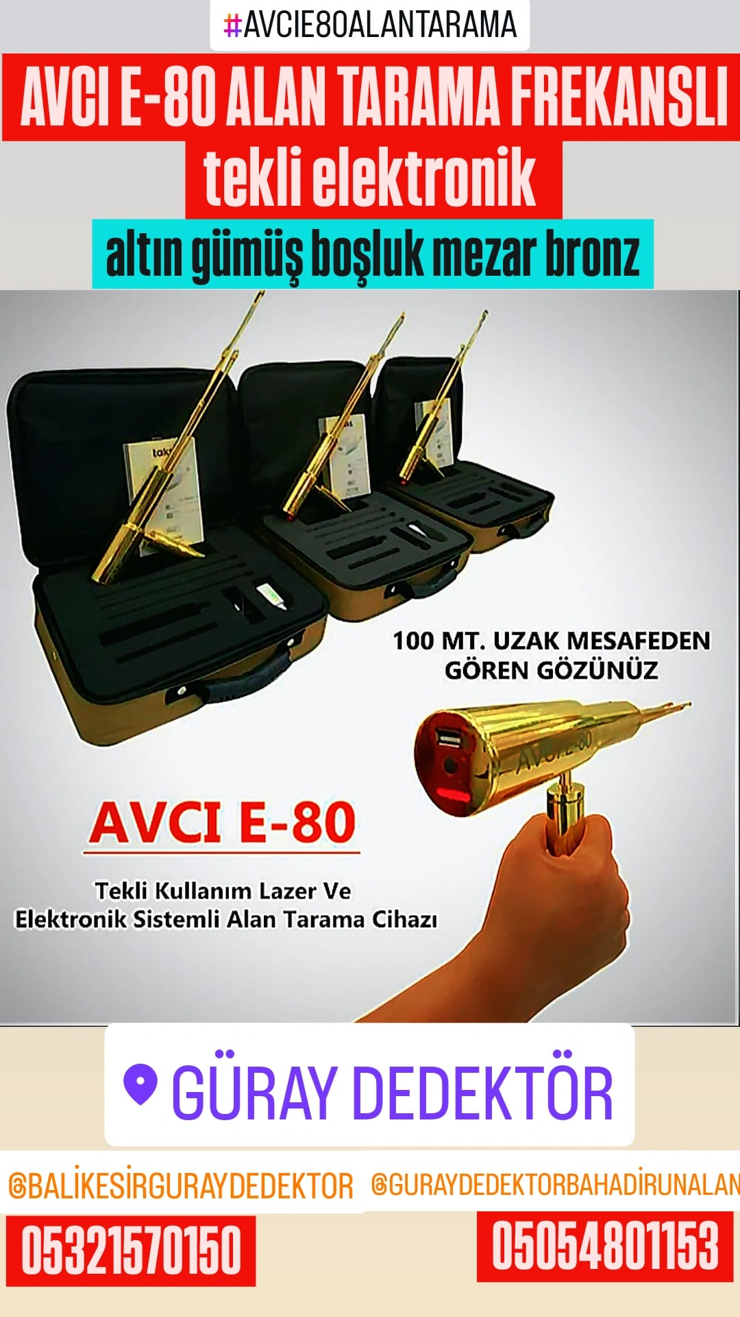 AVCI E-80 ALAN TARAMA CİHAZI TEKLİ FREKANSLI